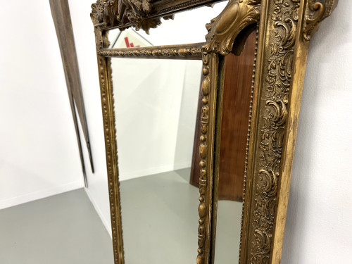 Grand miroir fronton ancien à parecloses, vue 12