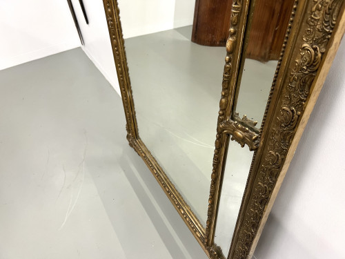 Grand miroir fronton ancien à parecloses, vue 14