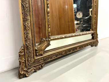 Grand miroir fronton ancien à parecloses, vue 17