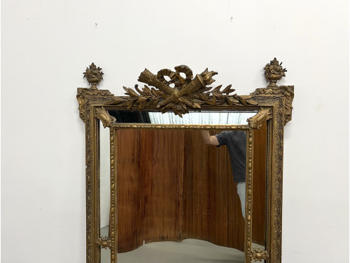 Grand miroir fronton ancien à parecloses, vue 19