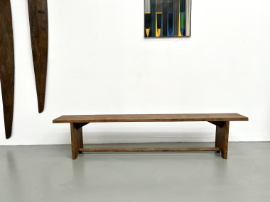 Banc en chêne massif, France, années 1950, vue 2