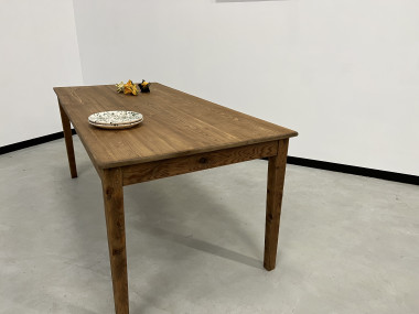 Table de ferme en pin, pieds fuseaux, vue 21