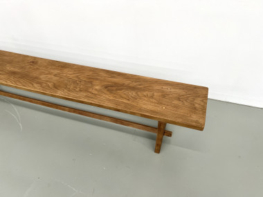 Banc en chêne massif, France, années 1950, vue 5