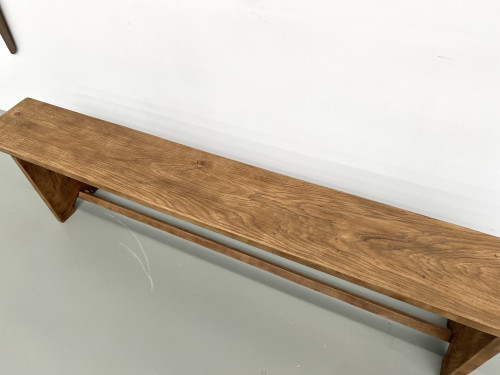 Banc en chêne massif, France, années 1950, vue 6