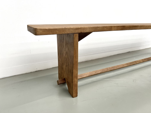 Banc en chêne massif, France, années 1950, vue 8