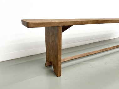 Banc en chêne massif, France, années 1950, vue 8