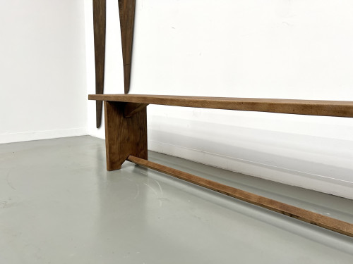 Banc en chêne massif, France, années 1950, vue 13