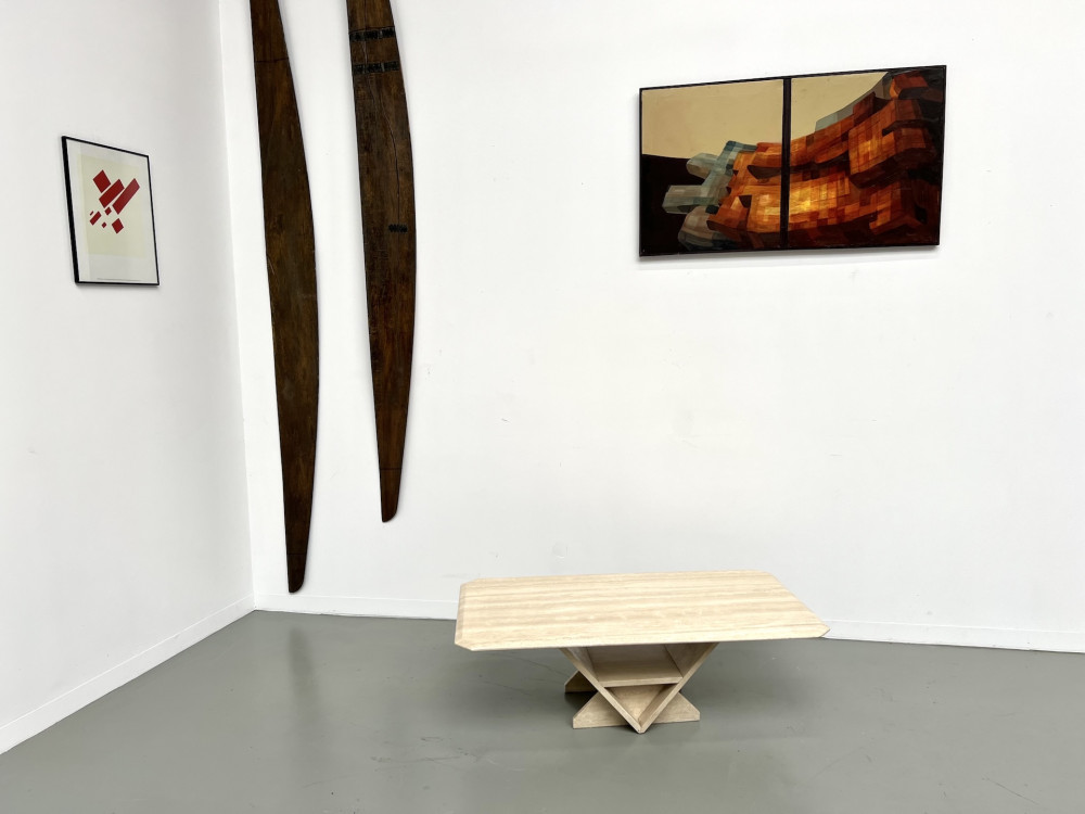 Table basse en travertin, Italie 1970, vue 1