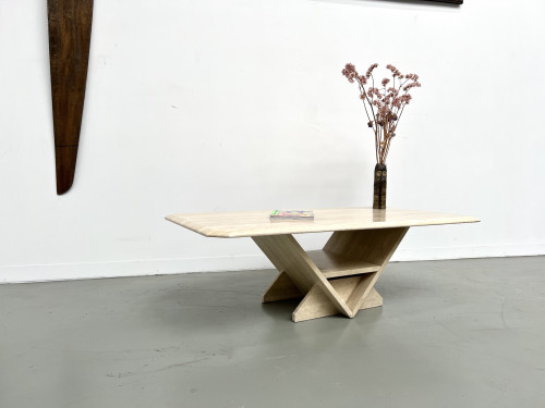 Table basse en travertin, Italie 1970, vue 5