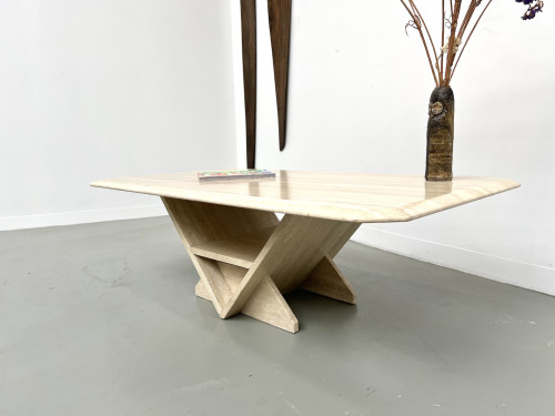Table basse en travertin, Italie 1970, vue 8