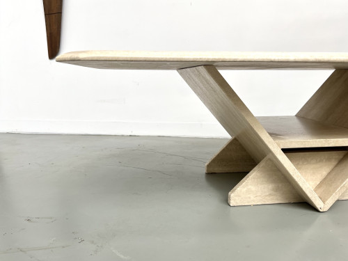 Table basse en travertin, Italie 1970, vue 11
