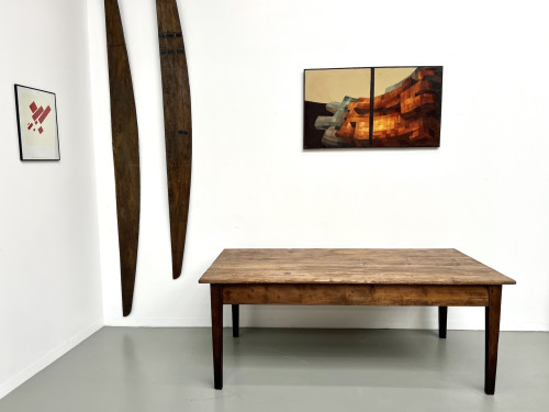Table de ferme en pin des années 50, vue 3