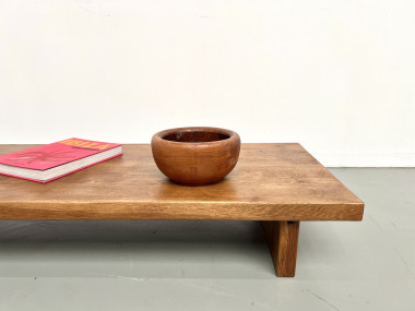 Table basse en chêne massif, DLG Pierre Chapo, années 1950, vue 3