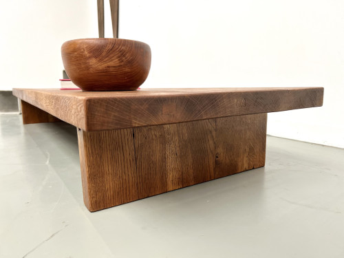 Table basse en chêne massif, DLG Pierre Chapo, années 1950, vue 4
