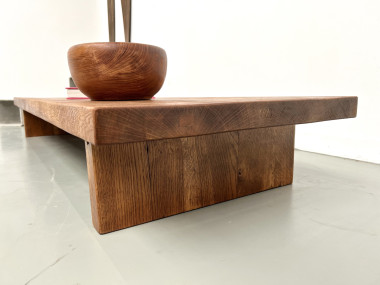 Table basse en chêne massif, DLG Pierre Chapo, années 1950, vue 4
