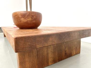 Table basse en chêne massif, DLG Pierre Chapo, années 1950, vue 5