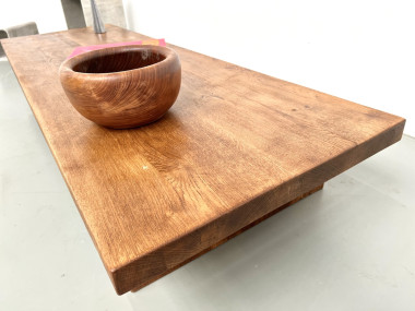 Table basse en chêne massif, DLG Pierre Chapo, années 1950, vue 6