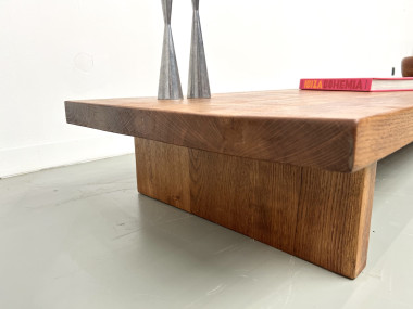 Table basse en chêne massif, DLG Pierre Chapo, années 1950, vue 12