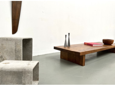 Table basse en chêne massif, DLG Pierre Chapo, années 1950, vue 13