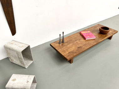 Table basse en chêne massif, DLG Pierre Chapo, années 1950, vue 14