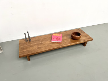 Table basse en chêne massif, DLG Pierre Chapo, années 1950, vue 15