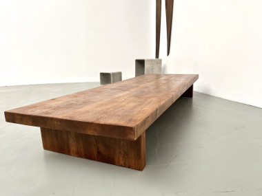 Table basse en chêne massif, DLG Pierre Chapo, années 1950, vue 23
