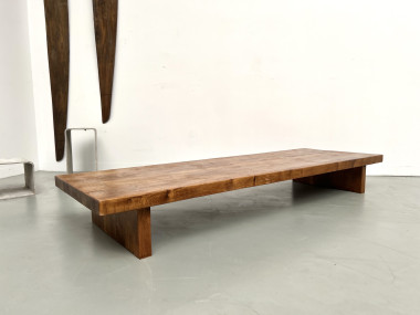 Table basse en chêne massif, DLG Pierre Chapo, années 1950, vue 24