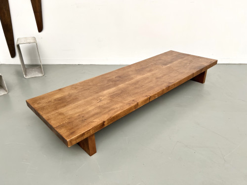 Table basse en chêne massif, DLG Pierre Chapo, années 1950, vue 26