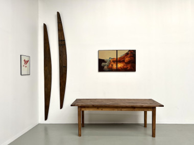 Grande table en pin massif, années 1970, vue 2
