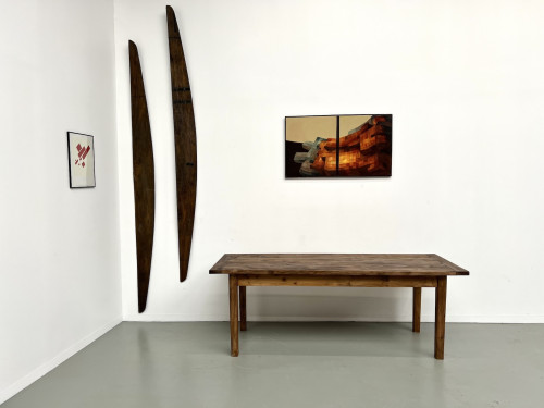 Grande table en pin massif, années 1970, vue 3