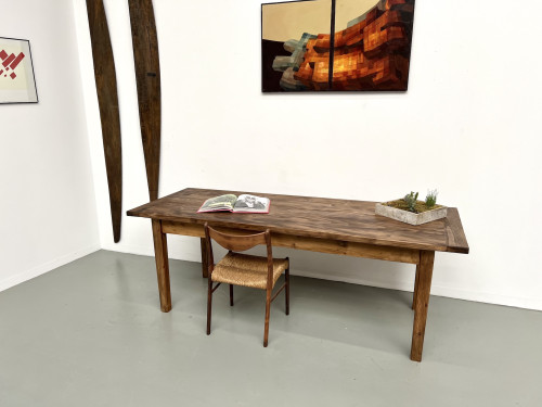 Grande table en pin massif, années 1970, vue 1