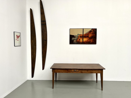Table en chêne massif XIXe siècle, vue 1