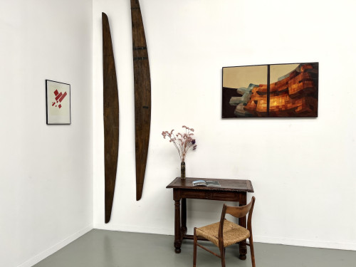 Petite table à écrire en chêne sculpté, XIXe siècle, vue 21
