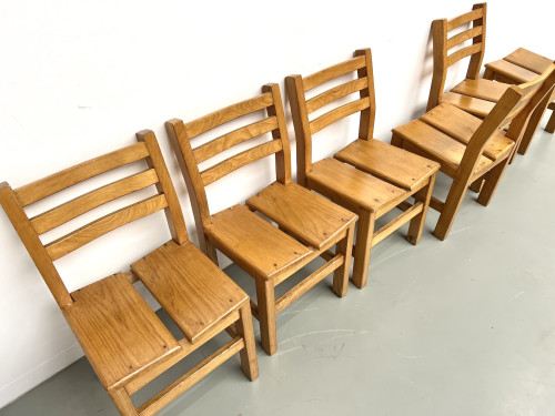 Série de 6 chaises en orme "Les Arcs", vue 5