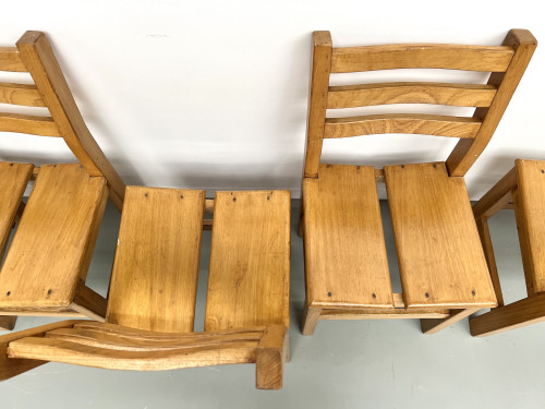 Série de 6 chaises en orme "Les Arcs", vue 7