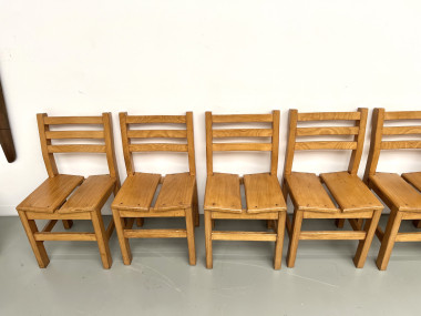 Série de 6 chaises en orme "Les Arcs", vue 15