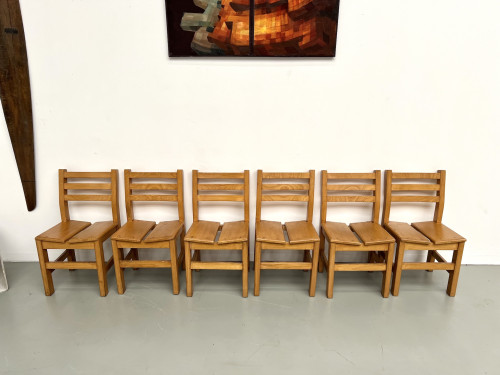 Série de 6 chaises en orme "Les Arcs", vue 3