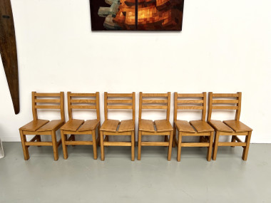 Série de 6 chaises en orme "Les Arcs", vue 3