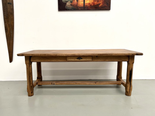 Table de ferme XIXe siècle en chêne et noyer, vue 3