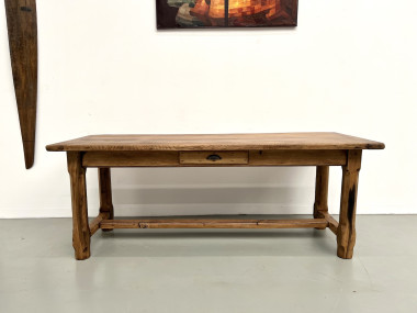 Table de ferme XIXe siècle en chêne et noyer, vue 3