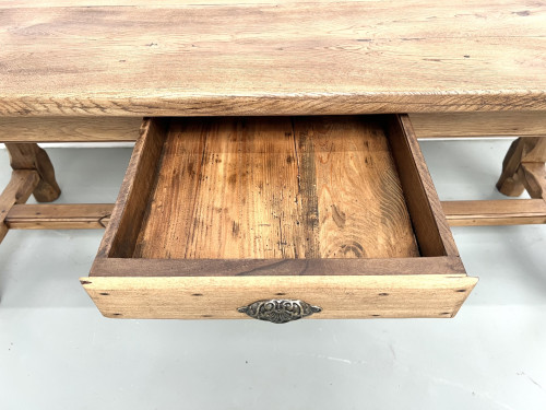 Table de ferme XIXe siècle en chêne et noyer, vue 8