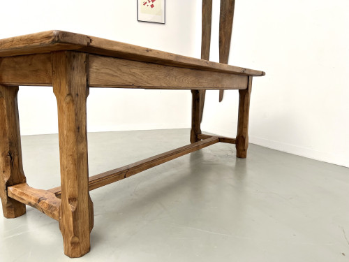 Table de ferme XIXe siècle en chêne et noyer, vue 22
