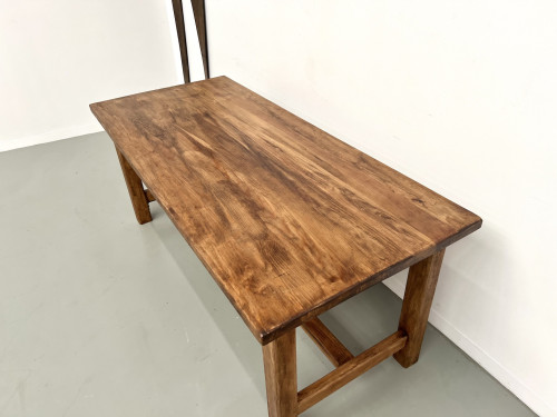 Table moderniste en pin massif – Années 70, vue 12