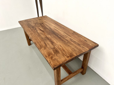 Table moderniste en pin massif – Années 70, vue 12