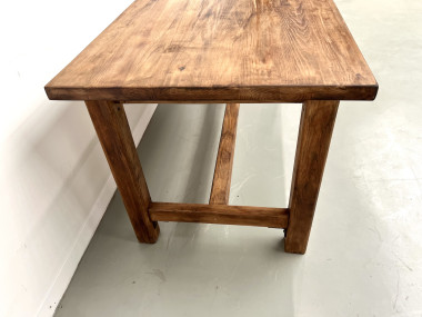 Table moderniste en pin massif – Années 70, vue 15