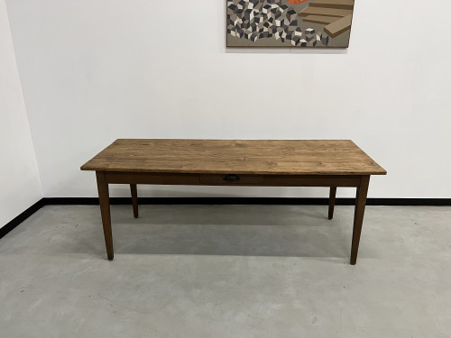 Table de ferme des années 50 en chêne et pin, vue 4