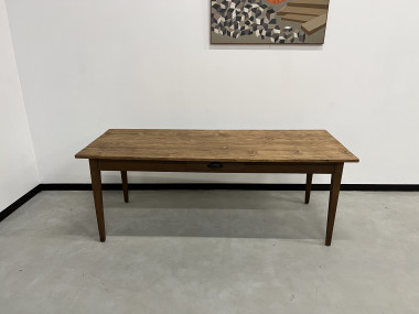Table de ferme des années 50 en chêne et pin, vue 4