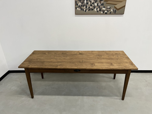 Table de ferme des années 50 en chêne et pin, vue 6