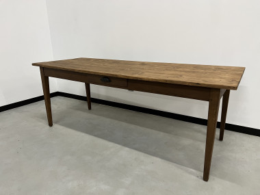 Table de ferme des années 50 en chêne et pin, vue 7