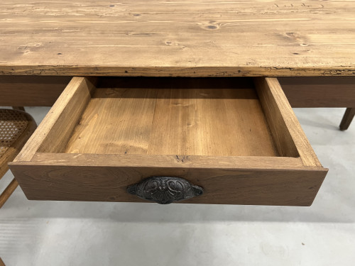Table de ferme des années 50 en chêne et pin, vue 8